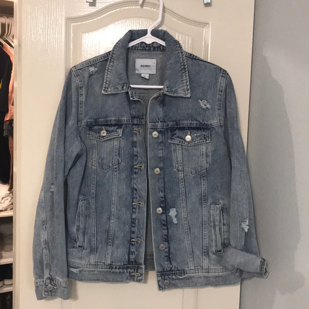 Distressed denim jacket